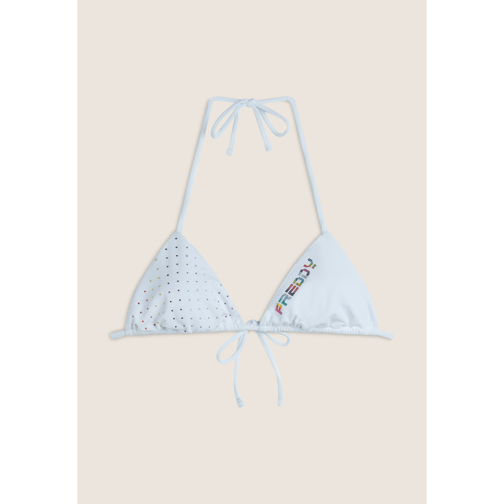 Freddy Triangel-Bikinioberteil mit Strassverzierung - WHITE Freddy Triangel-Bikinioberteil mit Strassverzierung - WHITE