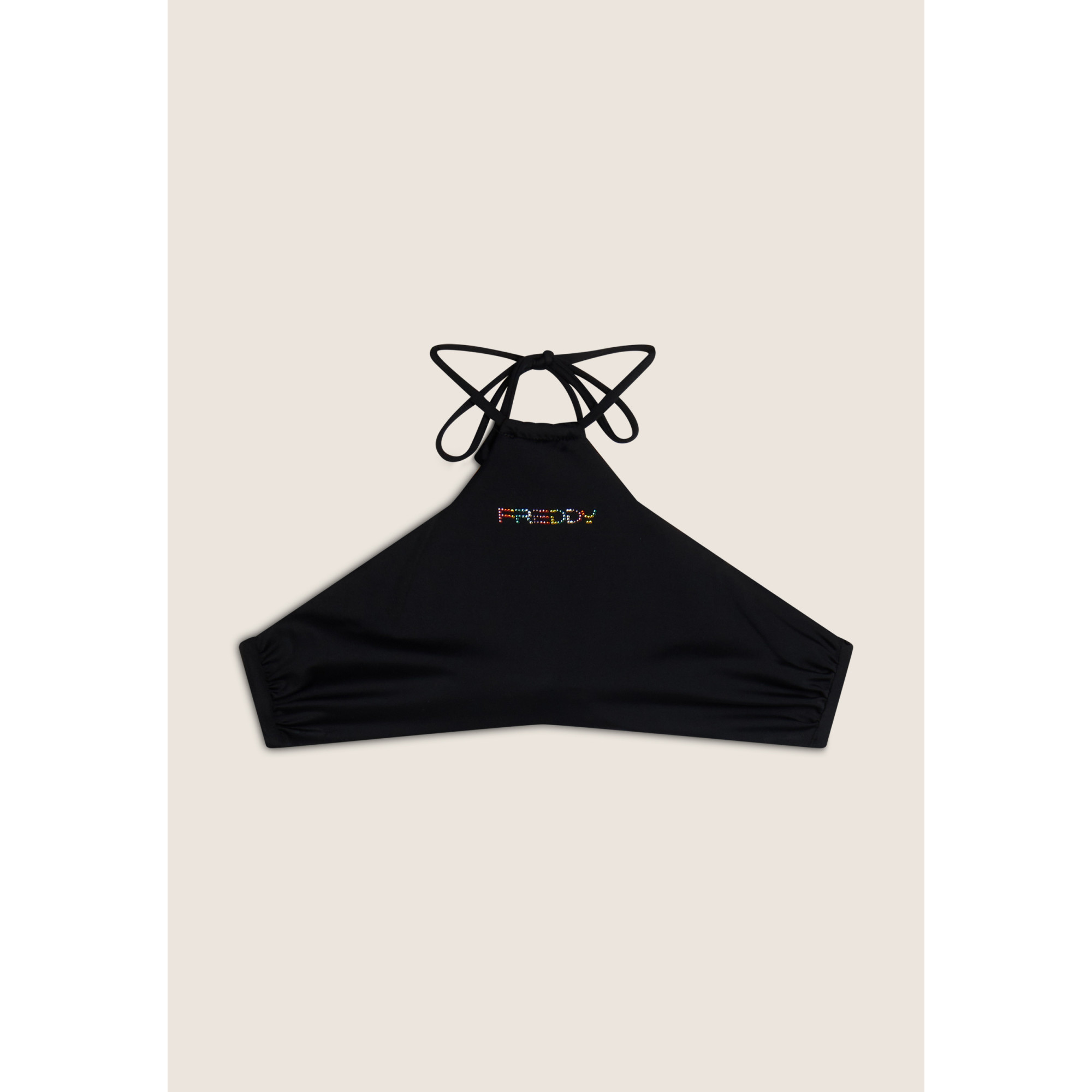 Freddy Bikini-Neckholder-Top mit strassbesetztem Freddy Logo - BLACK Freddy Bikini-Neckholder-Top mit strassbesetztem Freddy Logo - BLACK