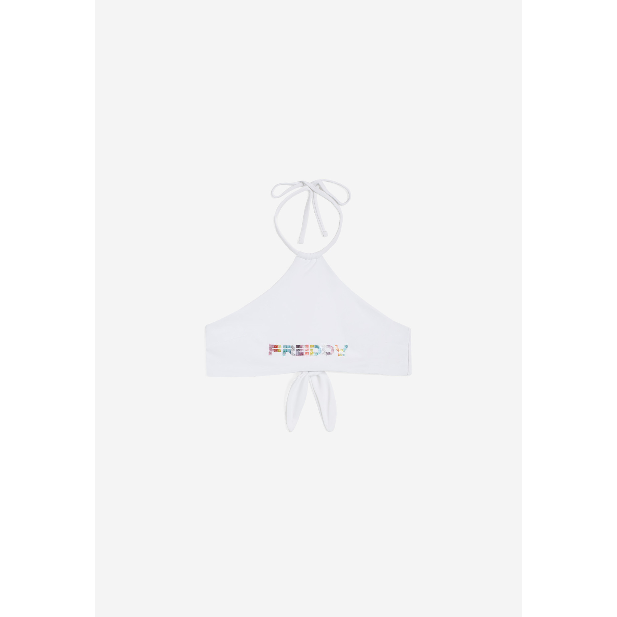 Freddy Bikini-Neckholder-Top mit strassbesetztem Freddy Logo - WHITE Freddy Bikini-Neckholder-Top mit strassbesetztem Freddy Logo - WHITE