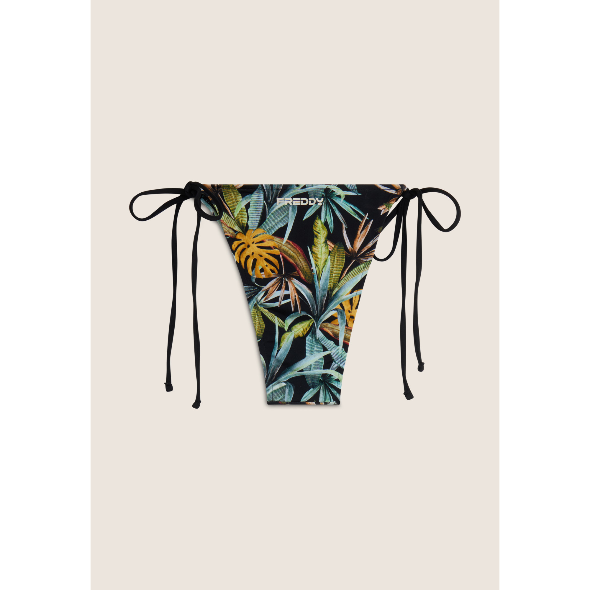 Freddy String-Bikinihose mit tropischem Blattmuster - BLACK Freddy String-Bikinihose mit tropischem Blattmuster - BLACK