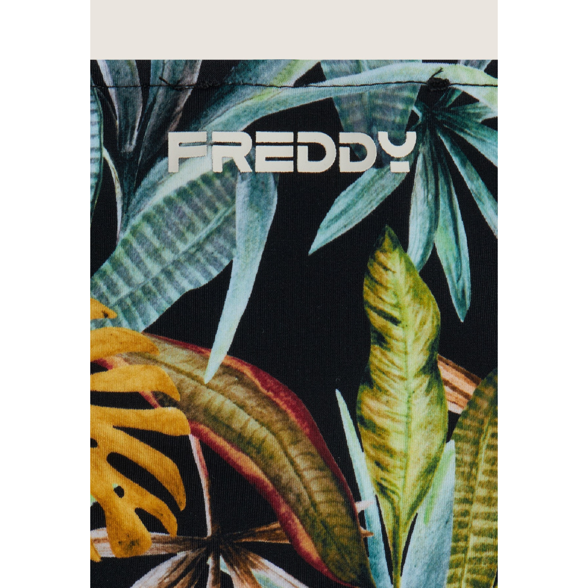 Freddy String-Bikinihose mit tropischem Blattmuster - BLACK Freddy String-Bikinihose mit tropischem Blattmuster - BLACK