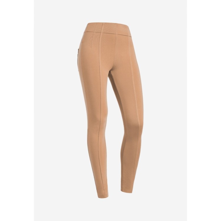 Freddy N.O.W.® Yoga Eco Damen Comfort Hose - Super High Waist Skinny - Mit Nähten auf den Beinen - Hellbraun - M44