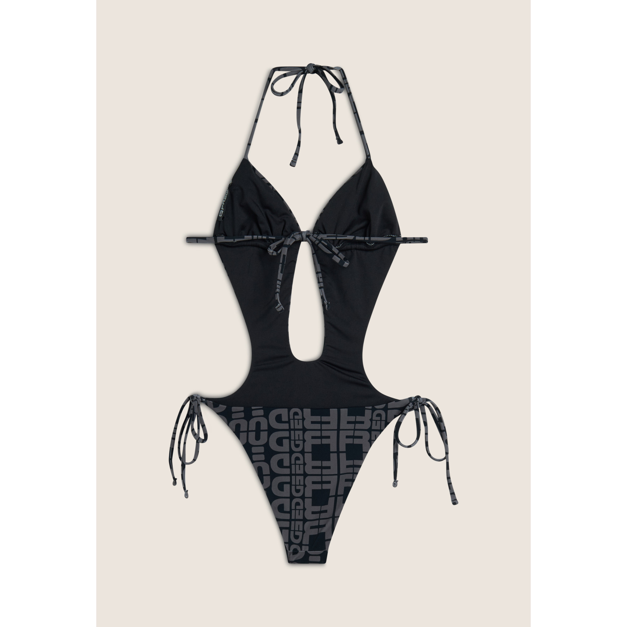 Freddy Einteiliger Badeanzug mit Cut-outs und Allover-Logo-Print - BLACK Freddy Einteiliger Badeanzug mit Cut-outs und Allover-Logo-Print - BLACK