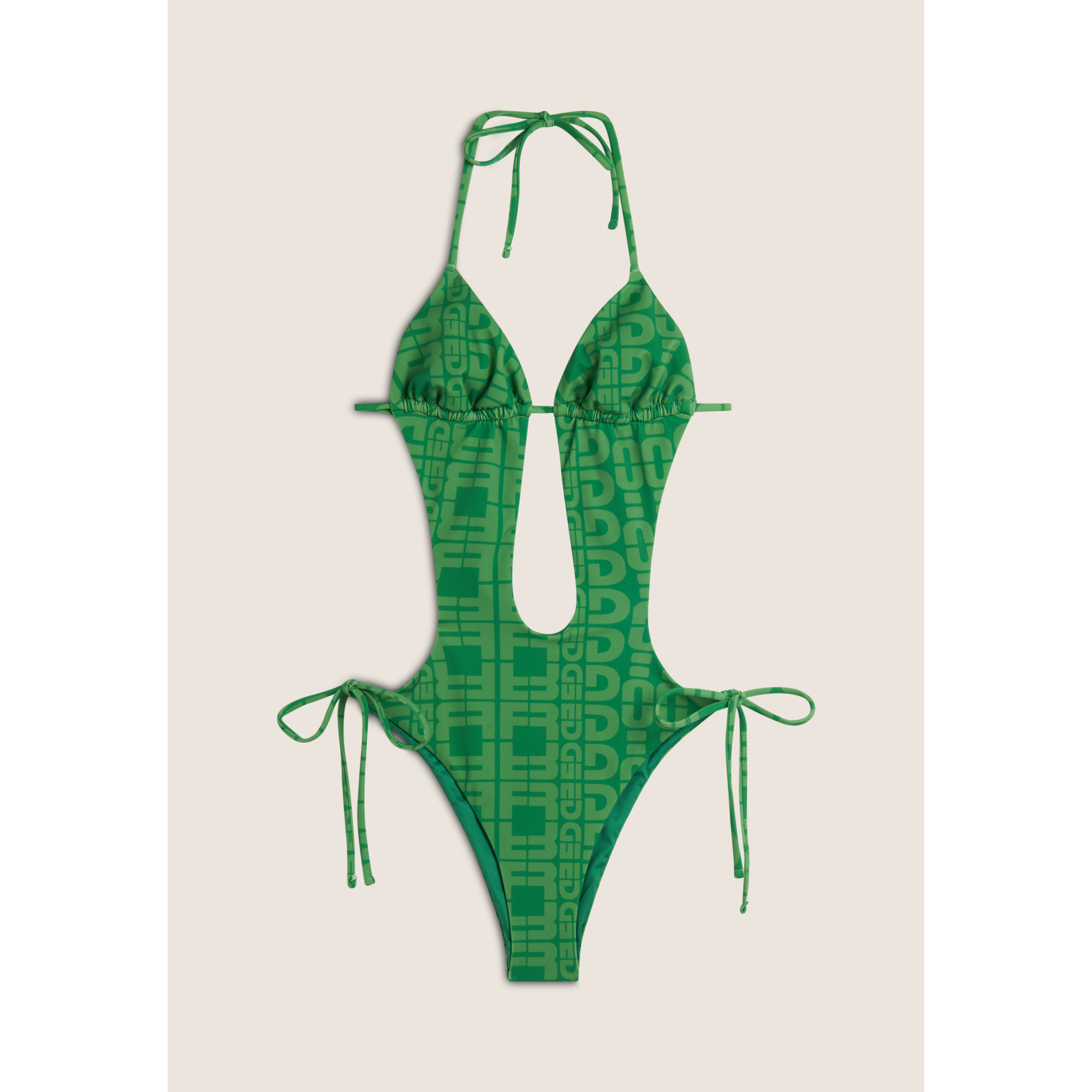 Freddy Einteiliger Badeanzug mit Cut-outs und Allover-Logo-Print - GREEN Freddy Einteiliger Badeanzug mit Cut-outs und Allover-Logo-Print - GREEN