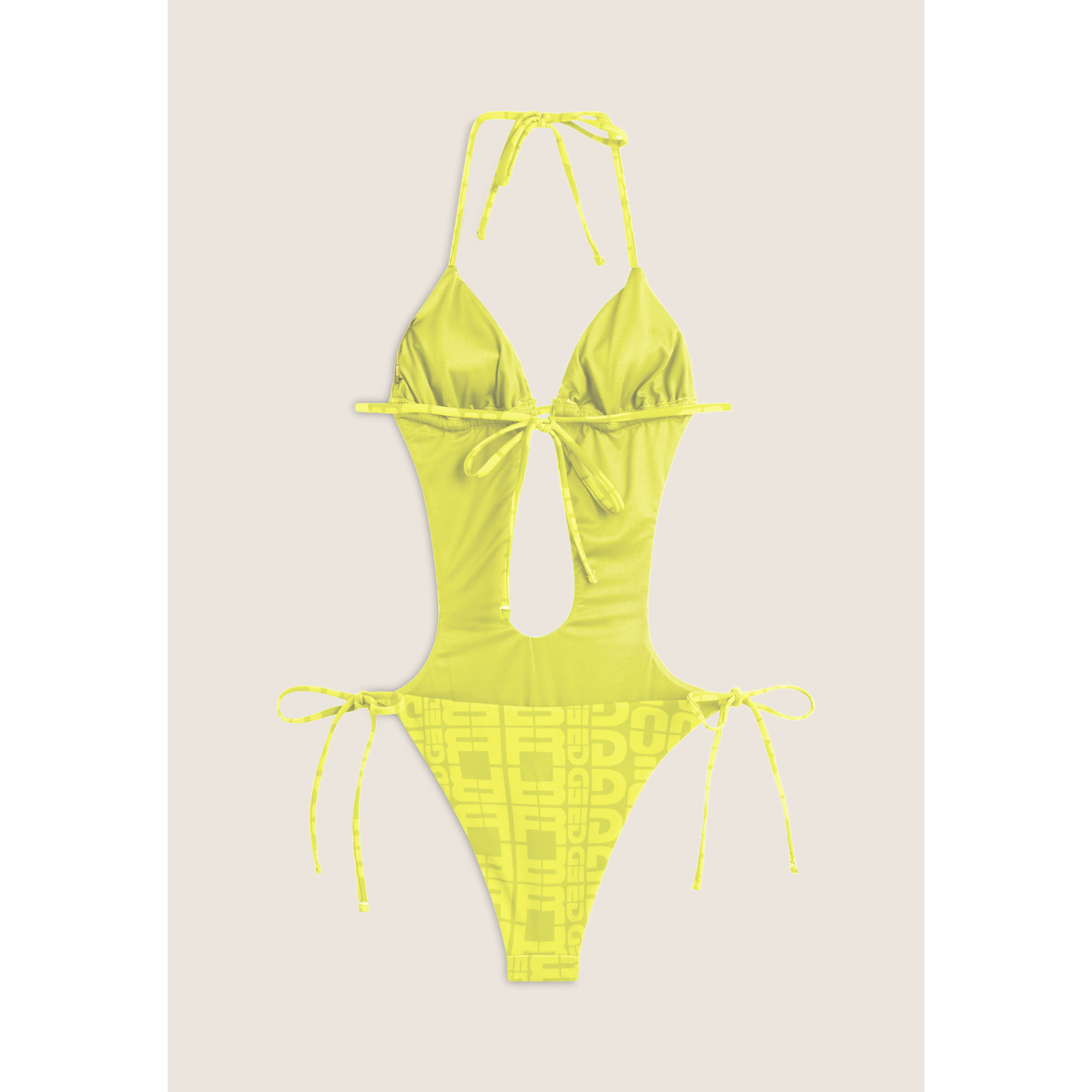 Freddy Einteiliger Badeanzug mit Cut-outs und Allover-Logo-Print - LIME Freddy Einteiliger Badeanzug mit Cut-outs und Allover-Logo-Print - LIME