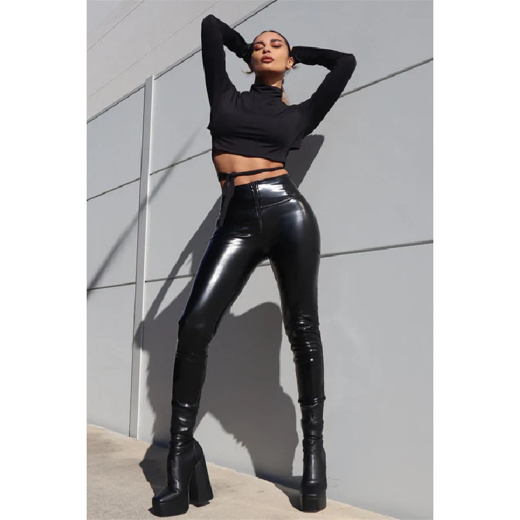 Freddy WR.UP® Pusuhp Latexhose - 7/8 High Waist Super Skinny - Schwarz