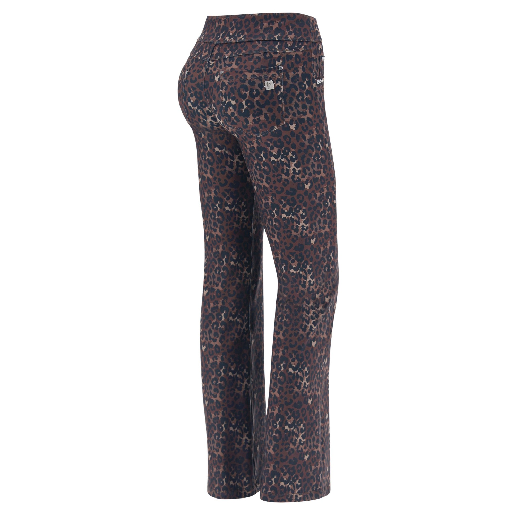 Freddy N.O.W.® Yoga Tech Damen Comfort Hose - Mid Waist Wide Leg - umschlagbarer Taillenbund - Braun - Leoparden-Print - ANI46 Freddy N.O.W.® Yoga Tech Damen Comfort Hose - Mid Waist Wide Leg - umschlagbarer Taillenbund - Braun - Leoparden-Print - ANI46