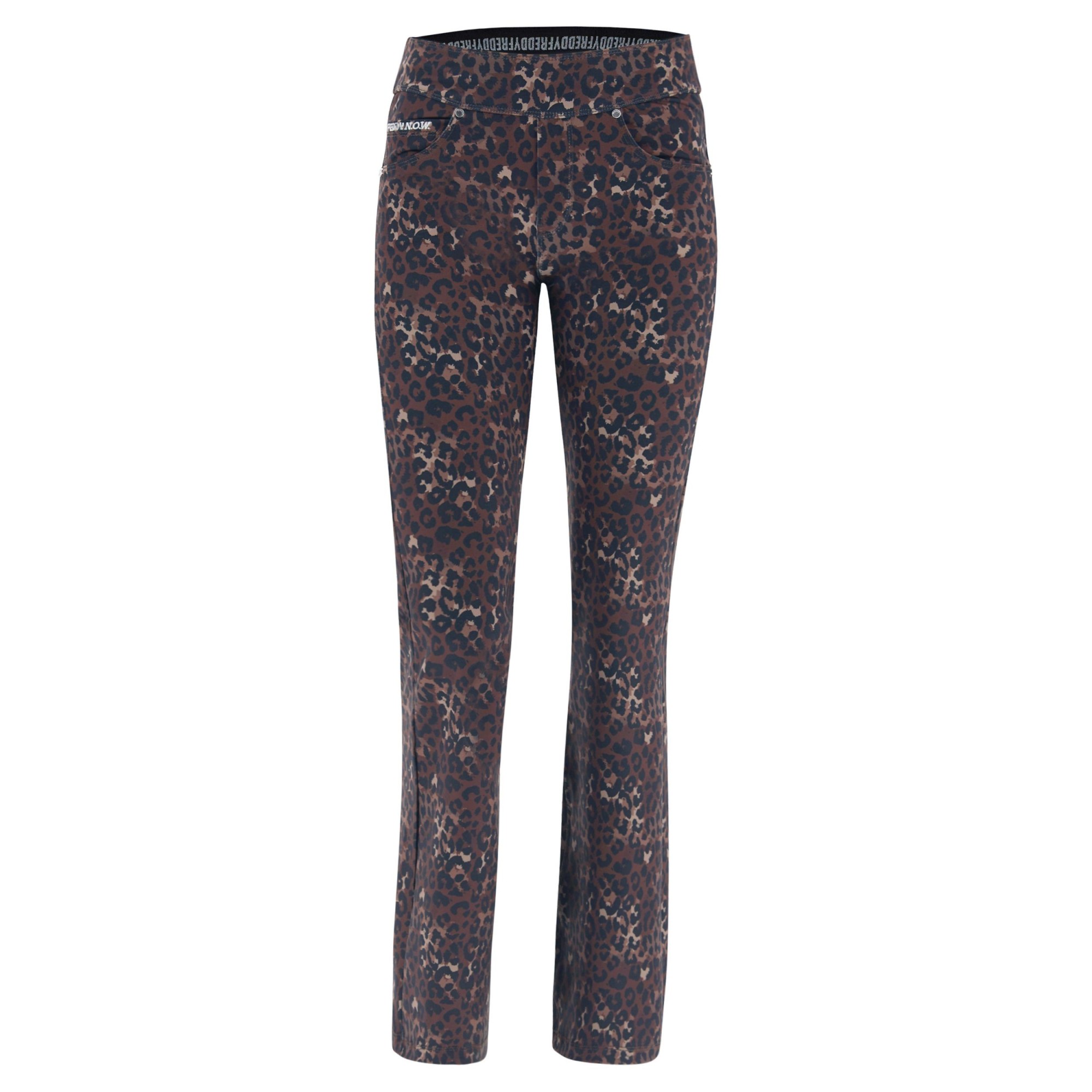 Freddy N.O.W.® Yoga Tech Damen Comfort Hose - Mid Waist Wide Leg - umschlagbarer Taillenbund - Braun - Leoparden-Print - ANI46 Freddy N.O.W.® Yoga Tech Damen Comfort Hose - Mid Waist Wide Leg - umschlagbarer Taillenbund - Braun - Leoparden-Print - ANI46