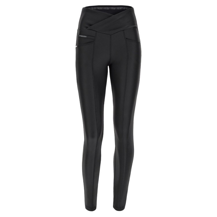 Freddy N.O.W.® Yoga Vegan Leather Damen Comfort Lederhose - High High Waist Super Skinny - Schwarz - N0