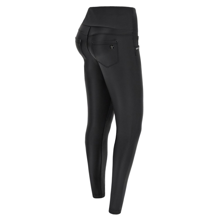 Freddy N.O.W.® Yoga Vegan Leather Damen Comfort Lederhose - High High Waist Super Skinny - Schwarz - N0
