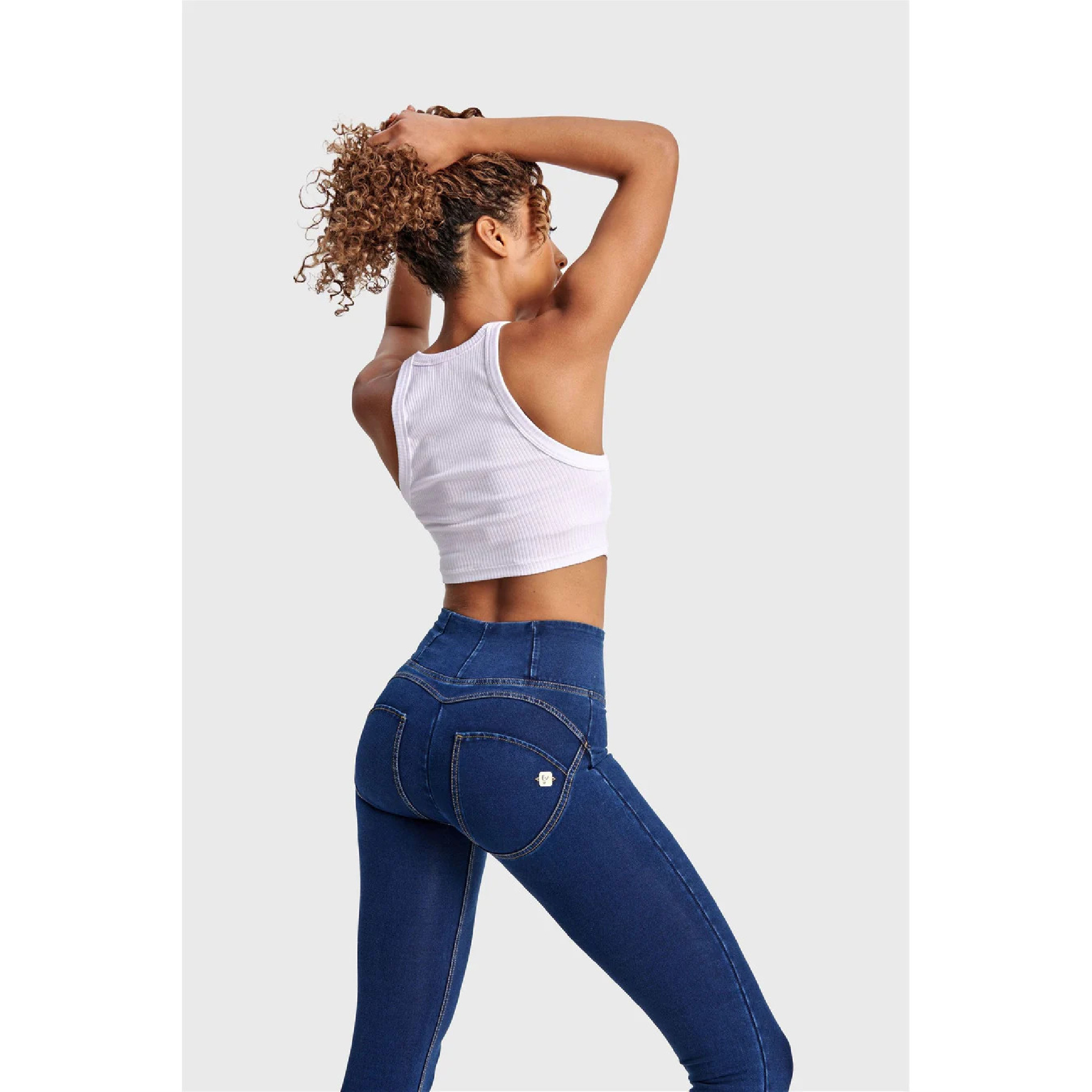 Freddy WR.UP® Damen Push-Up Jeans - High Waist Super Skinny - Indigoblau - Gelbe Nähte Freddy WR.UP® Damen Push-Up Jeans - High Waist Super Skinny - Indigoblau - Gelbe Nähte