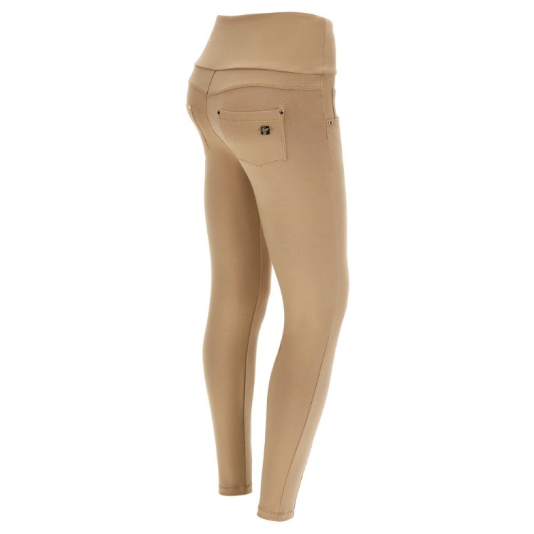 Freddy N.O.W.® Yoga Damen Comfort Hose - High High Waist Super Skinny - überkreutzter Bund - Hellbraun - M35