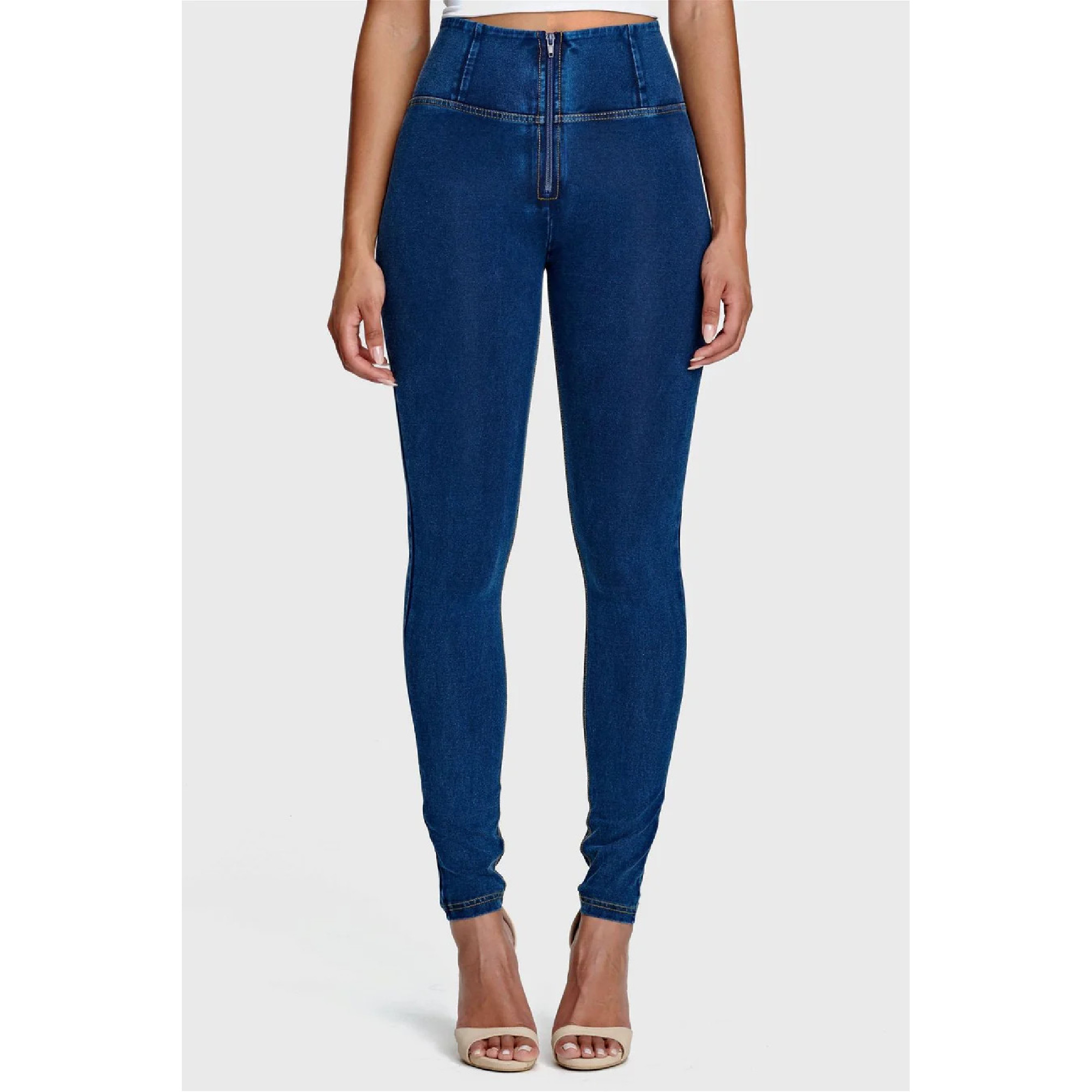 Freddy WR.UP® Damen Push-Up Jeans - High Waist Super Skinny - Indigoblau - Gelbe Nähte Freddy WR.UP® Damen Push-Up Jeans - High Waist Super Skinny - Indigoblau - Gelbe Nähte