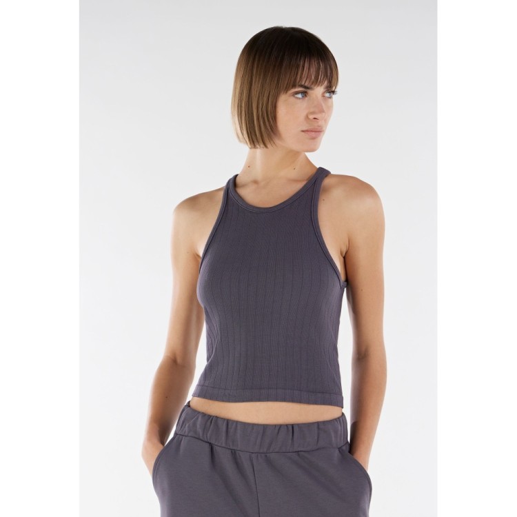 Freddy Damen Crop Top - Racerback - Gerippt - Dunkelgrau - G100