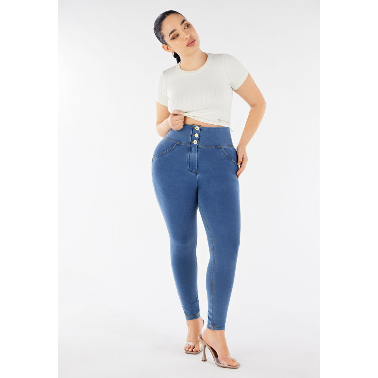 Freddy WR.UP® Curvy Denim - Buttoned High Waist Skinny - Clear Denim - Yellow Seam - J4Y