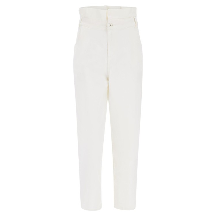Freddy Day Off Damen Carrot Jeans - Geraffter Saum - Garment Dyed  - Direct Dyed - Beige - I38X
