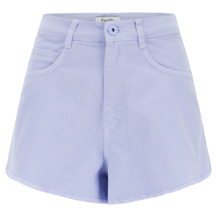 Freddy Day Off Damen Shorts - Fransiger Saum - Garment Dyed - Direct Dyed - Blau - C67X