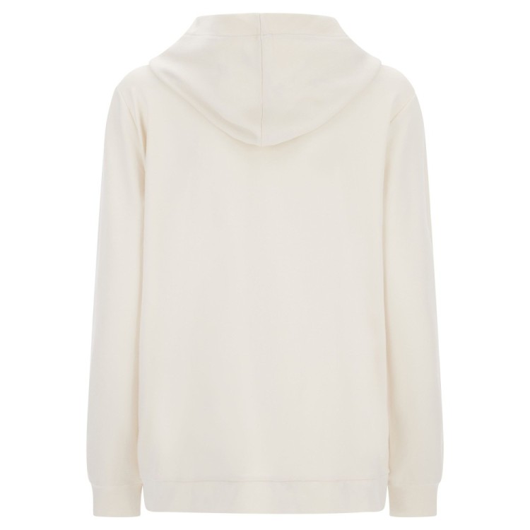 Freddy Damen Sweatshirt - Comfort Fit - Mit Kapuze und Zipper - Weiß - Flower-Print Inside - WFLO56