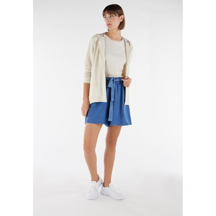 Freddy Damen Sweatshirt - Comfort Fit - Mit Kapuze und Zipper - Weiß - Flower-Print Inside - WFLO56