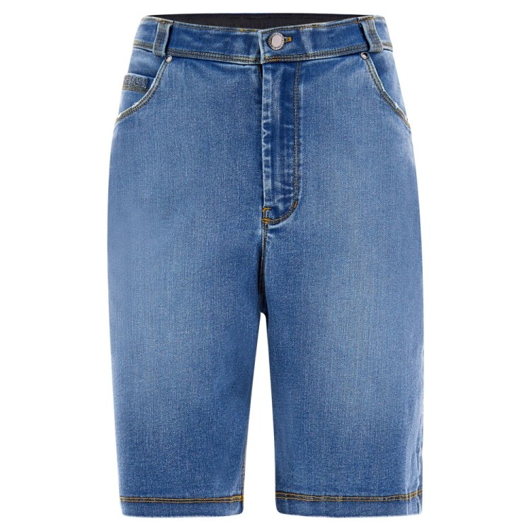 Freddy Damen Fit Jeans - Regular Waist Dress Shorts - Distressed Pocket Edges - Blau - Gelbe Nähte - J108Y