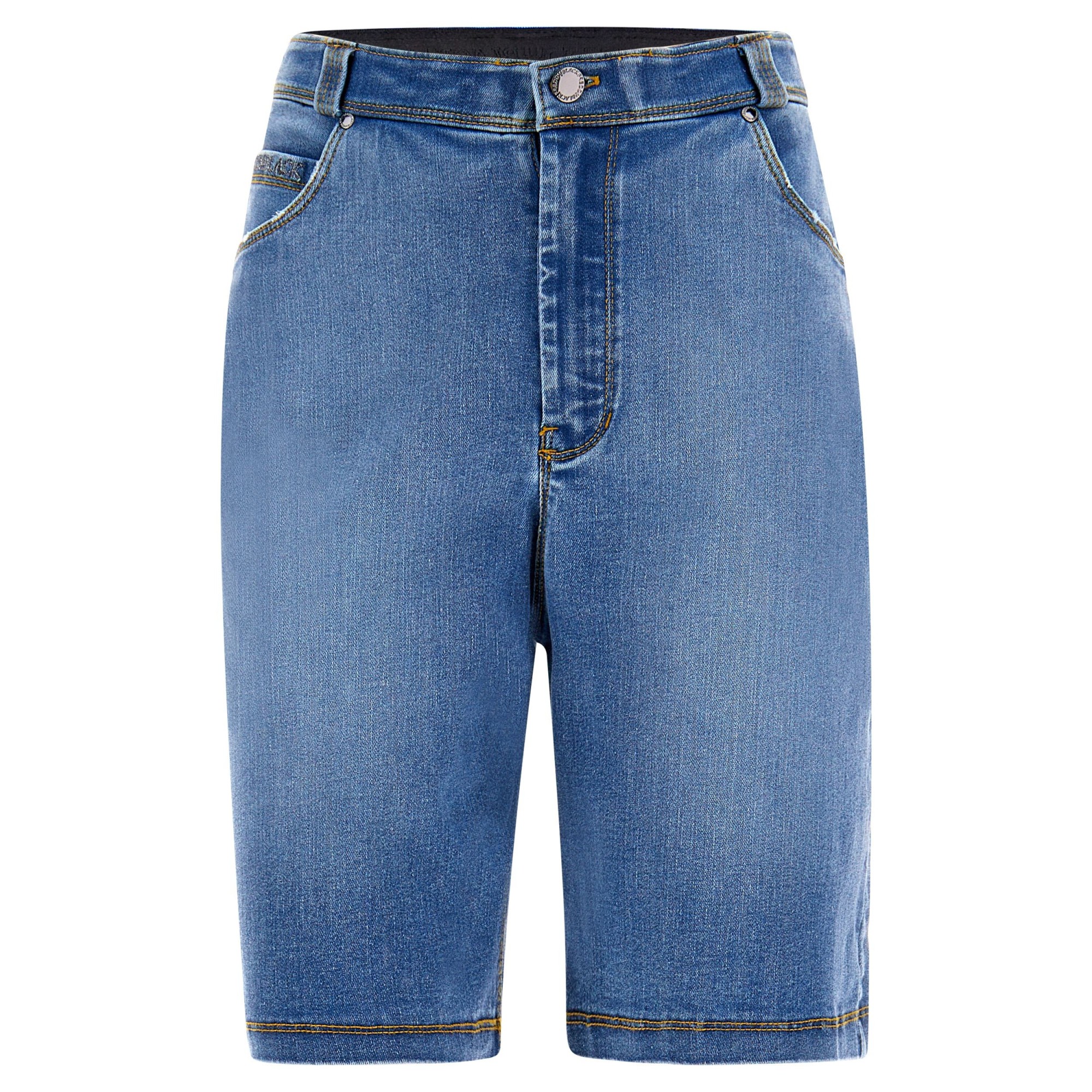 Freddy Damen Fit Jeans - Regular Waist Dress Shorts - Distressed Pocket Edges - Blau - Gelbe Nähte - J108Y Freddy Damen Fit Jeans - Regular Waist Dress Shorts - Distressed Pocket Edges - Blau - Gelbe Nähte - J108Y