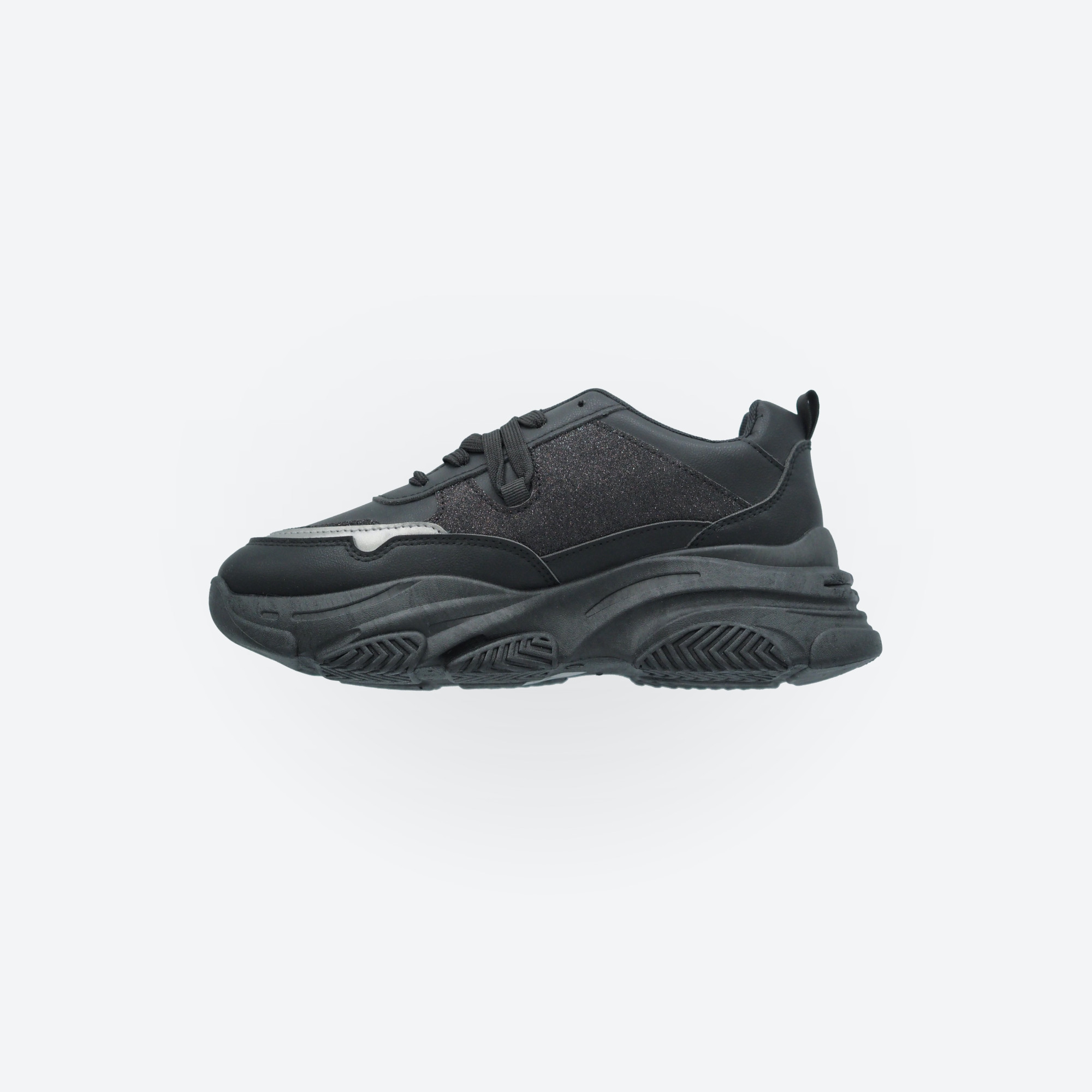 Freddy Damen-Sneaker mit Glitzerdetails und klobiger Sohle - Schwarz Freddy Damen-Sneaker mit Glitzerdetails und klobiger Sohle - Schwarz