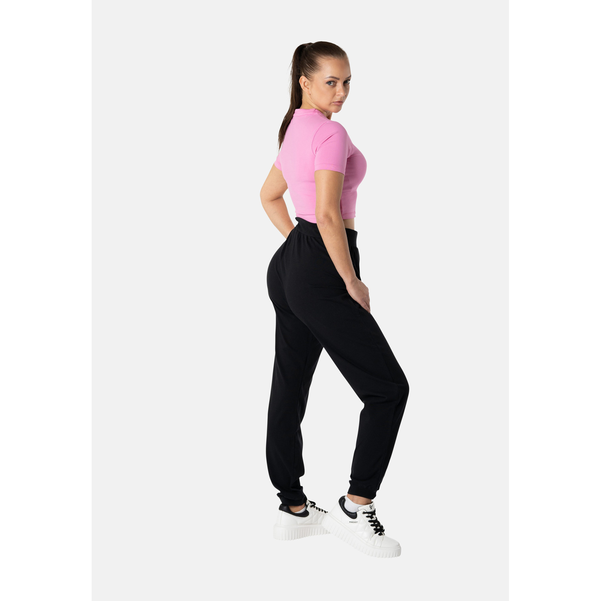 Freddy Jogginghose mit elastischem Bund - Schwarz Freddy Jogginghose mit elastischem Bund - Schwarz