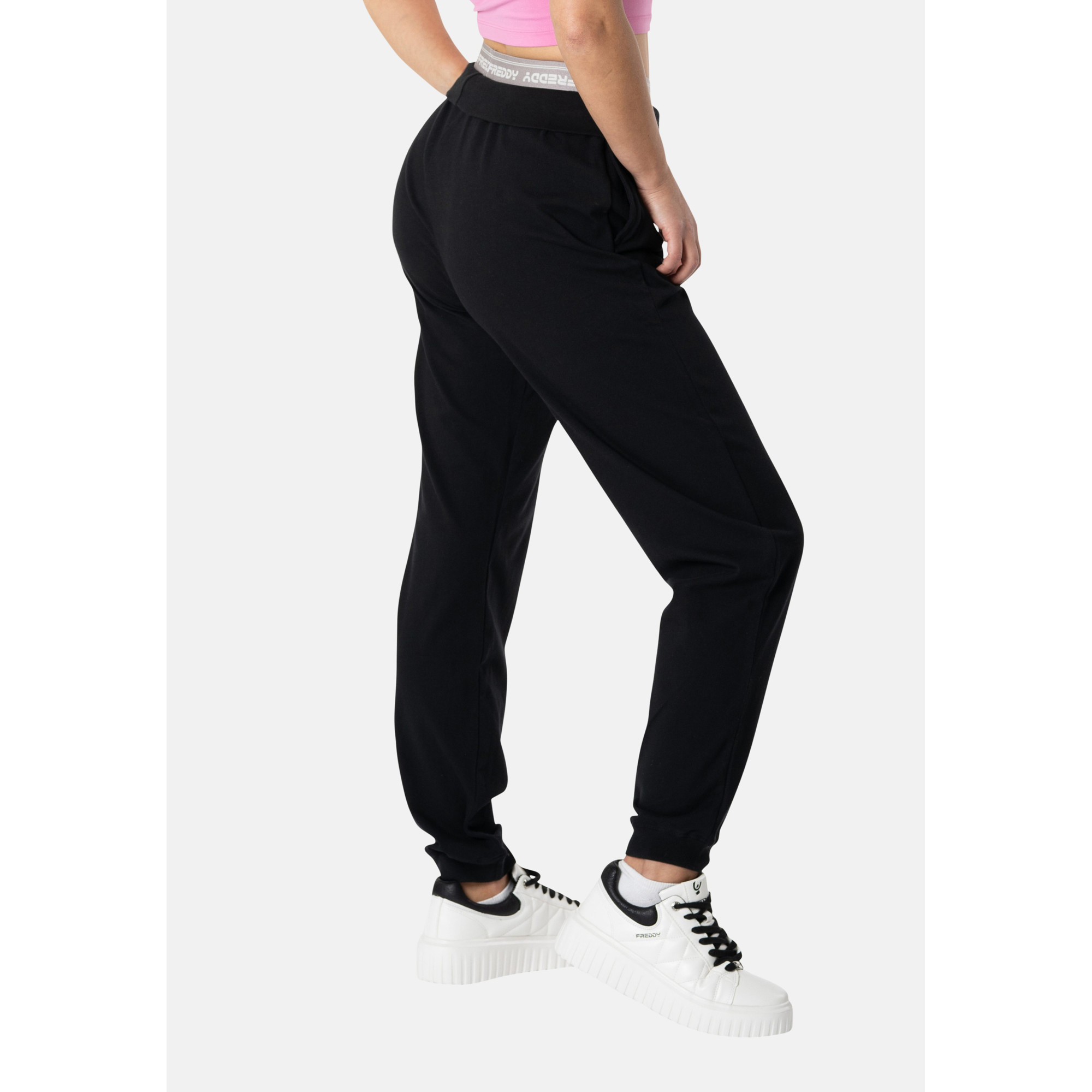 Freddy Jogginghose mit elastischem Bund - Schwarz Freddy Jogginghose mit elastischem Bund - Schwarz