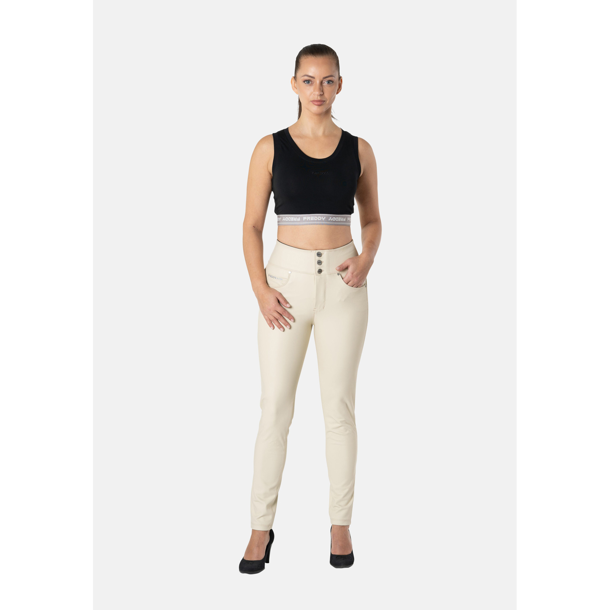 Freddy N.O.W.® Vegan Leather Damen Comfort Lederhose - Mid Waist Skinny - Beige - Z106 Freddy N.O.W.® Vegan Leather Damen Comfort Lederhose - Mid Waist Skinny - Beige - Z106