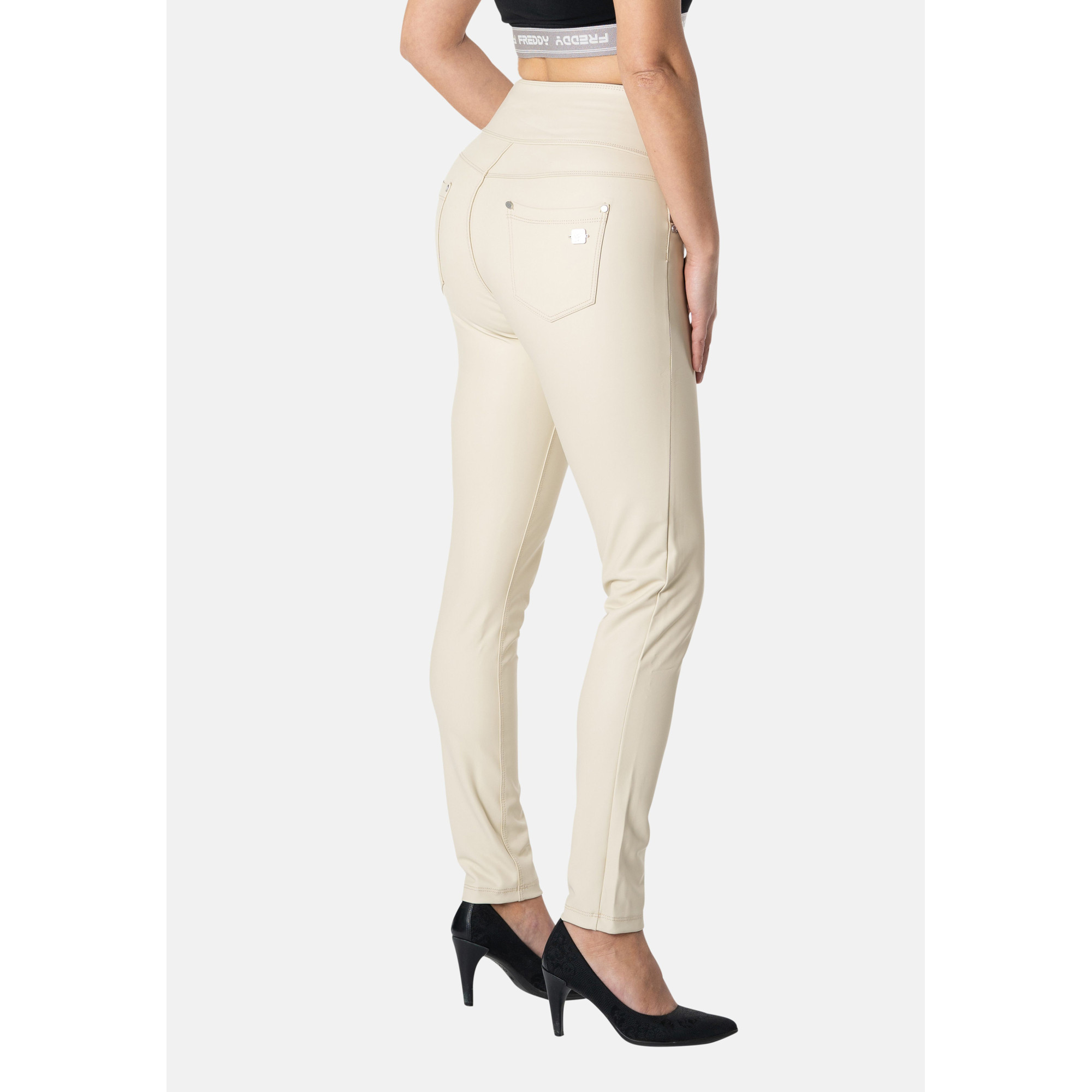 Freddy N.O.W.® Vegan Leather Damen Comfort Lederhose - Mid Waist Skinny - Beige - Z106 Freddy N.O.W.® Vegan Leather Damen Comfort Lederhose - Mid Waist Skinny - Beige - Z106