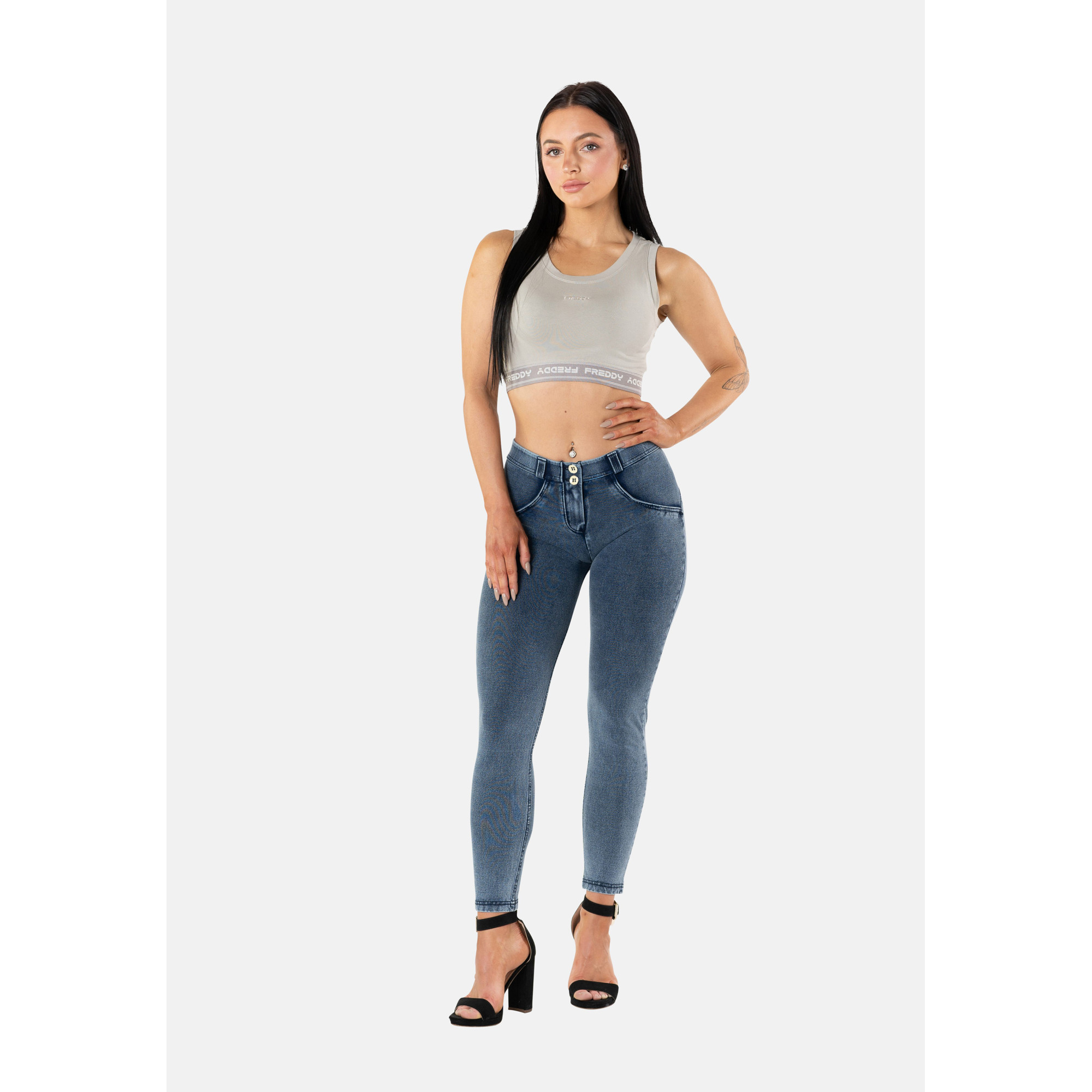 Freddy WR.UP® Damen Push-Up Jeans - 7/8 Regular Waist Skinny - Dark Denim - Blaue Nähte - J109B Freddy WR.UP® Damen Push-Up Jeans - 7/8 Regular Waist Skinny - Dark Denim - Blaue Nähte - J109B