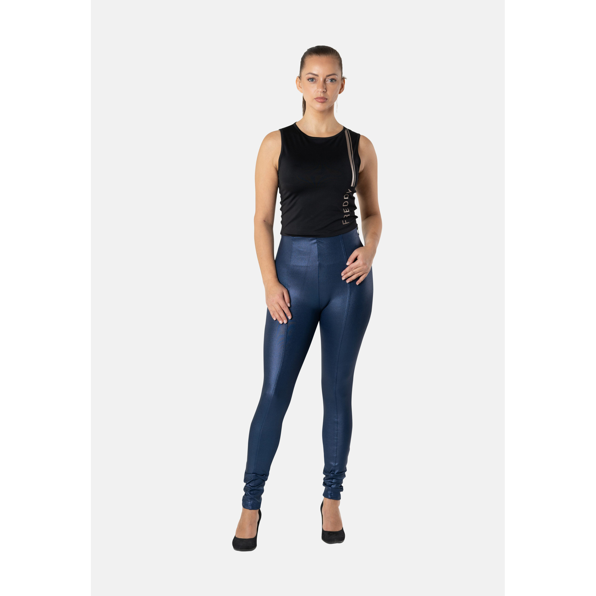 Freddy WR.UP® Damen Push-Up Hose - High Waist Super Skinny - Wet Effect - Mittelblau Freddy WR.UP® Damen Push-Up Hose - High Waist Super Skinny - Wet Effect - Mittelblau
