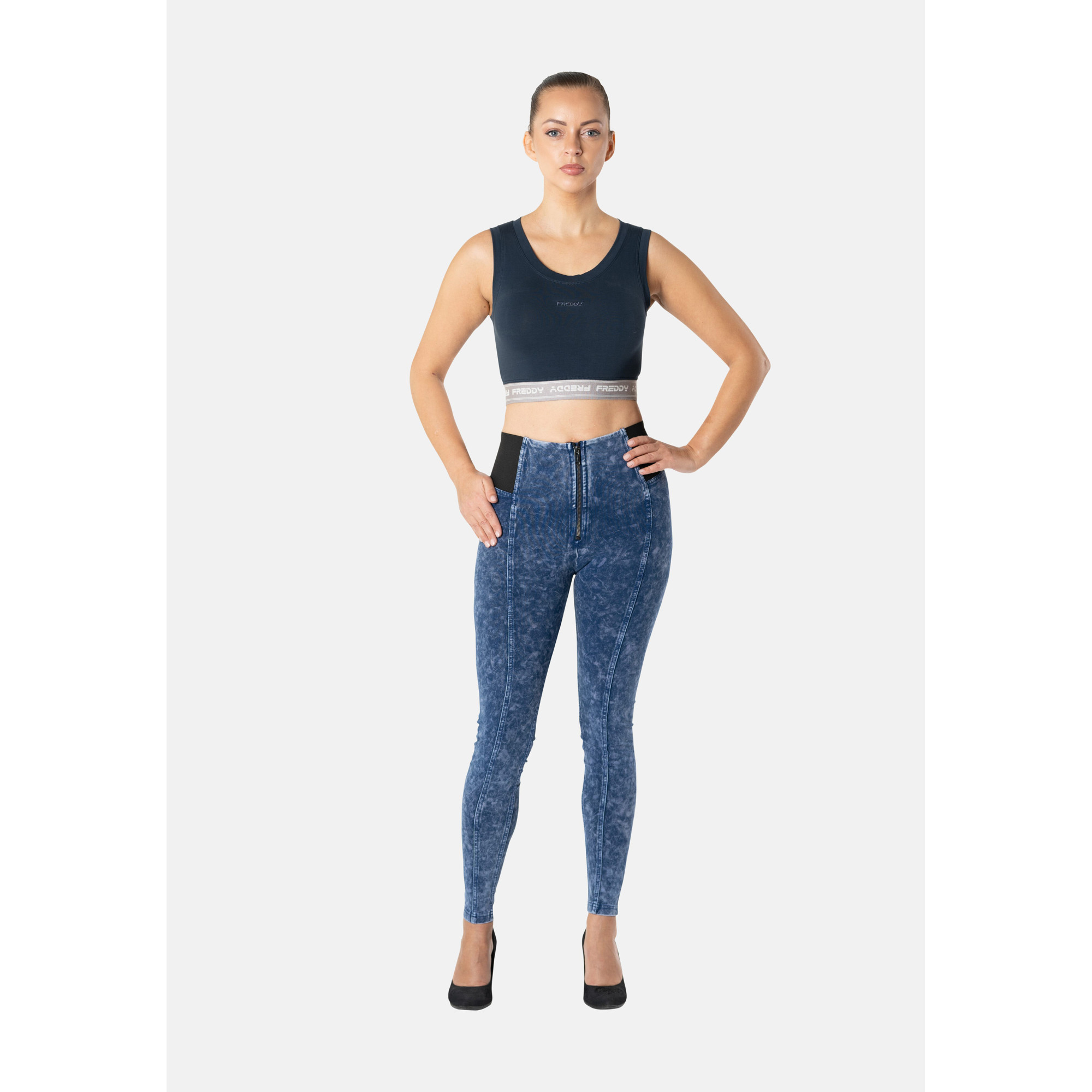 Freddy WR.UP® Damen Push-Up Hose - High Waist Super Skinny - elastischer Taillenbund - Dunkelblau - B57 Freddy WR.UP® Damen Push-Up Hose - High Waist Super Skinny - elastischer Taillenbund - Dunkelblau - B57