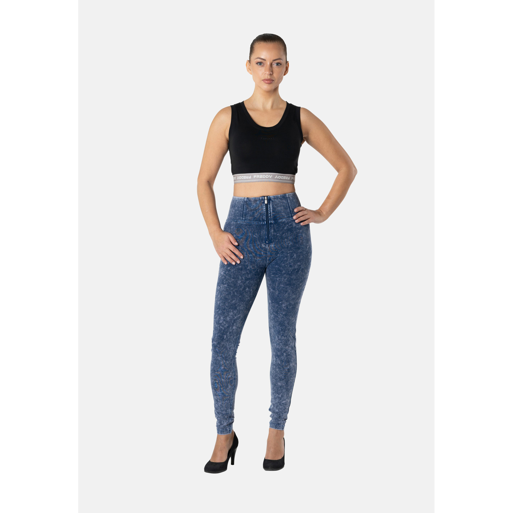 Freddy WR.UP® Damen Push-Up Hose - High Waist Super Skinny - Garment Dyed - Dunkelblau - B57 Freddy WR.UP® Damen Push-Up Hose - High Waist Super Skinny - Garment Dyed - Dunkelblau - B57