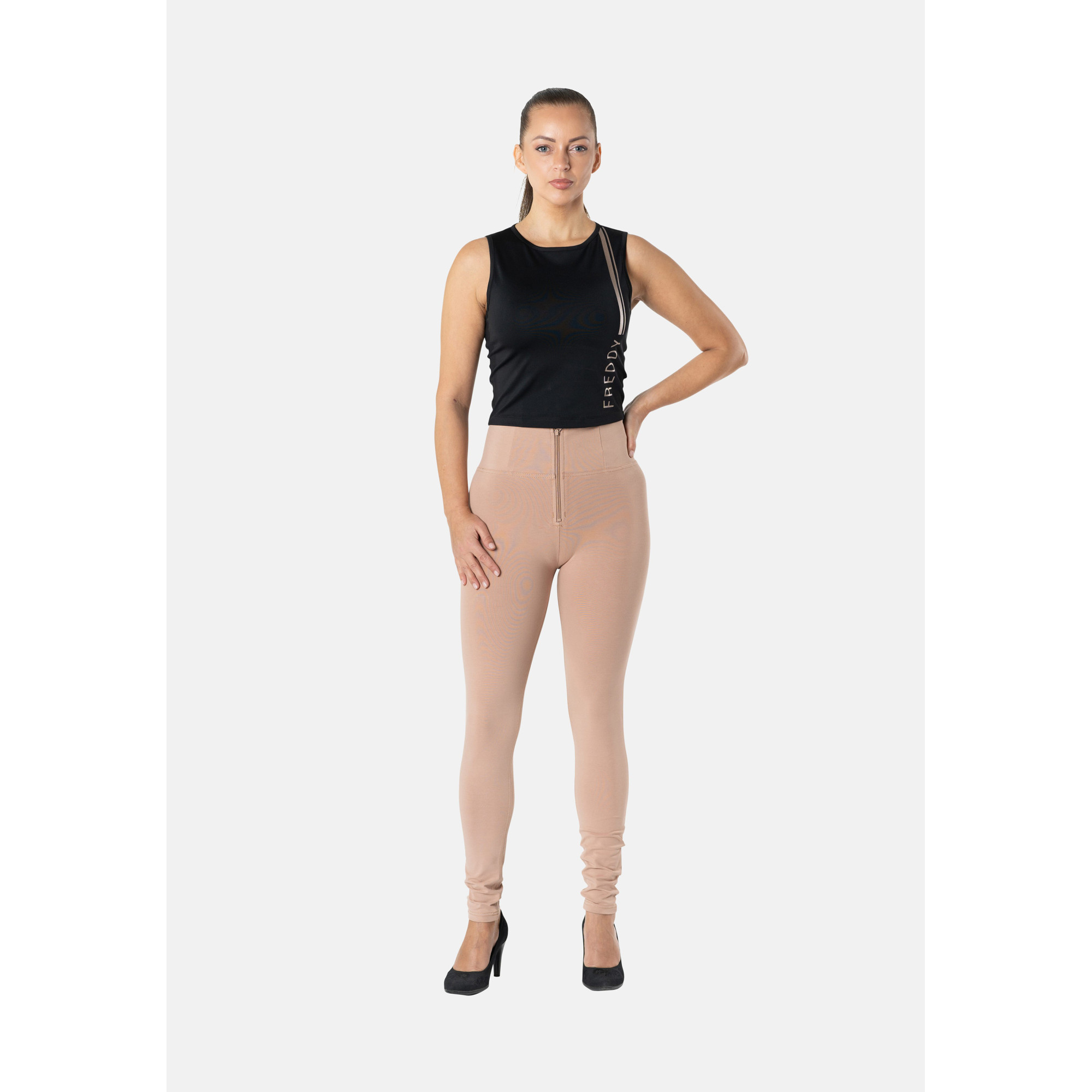 Freddy WR.UP® Damen Push-Up Hose - High Waist Super Skinny - Dunkelbeige - P80 Freddy WR.UP® Damen Push-Up Hose - High Waist Super Skinny - Dunkelbeige - P80