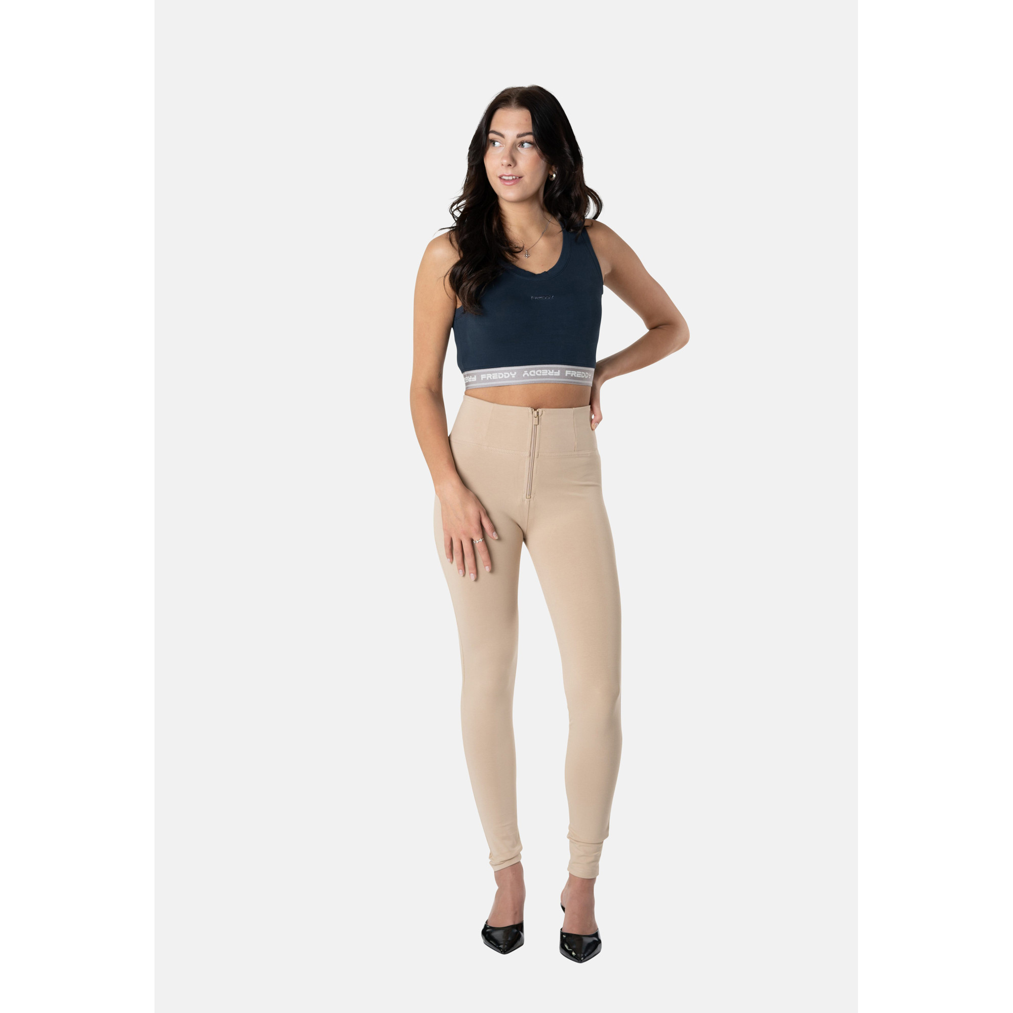 Freddy WR.UP® Damen Push-Up Hose - High Waist Super Skinny - Hellbraun - M35 Freddy WR.UP® Damen Push-Up Hose - High Waist Super Skinny - Hellbraun - M35
