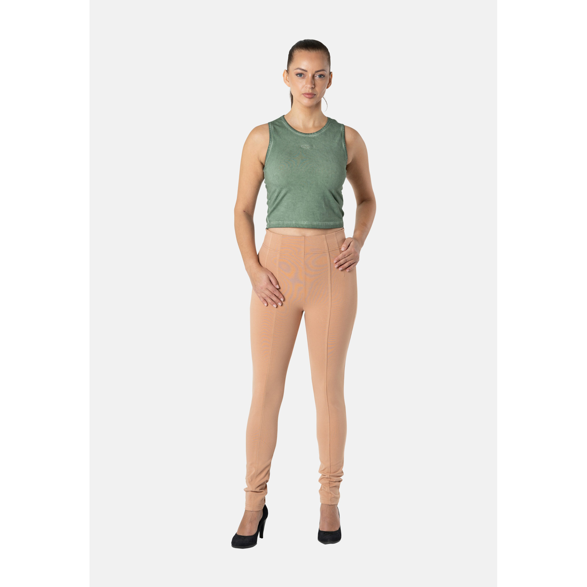 Freddy N.O.W.® Yoga Eco Damen Comfort Hose - Super High Waist Skinny - Mit Nähten auf den Beinen - Hellbraun - M44 Freddy N.O.W.® Yoga Eco Damen Comfort Hose - Super High Waist Skinny - Mit Nähten auf den Beinen - Hellbraun - M44