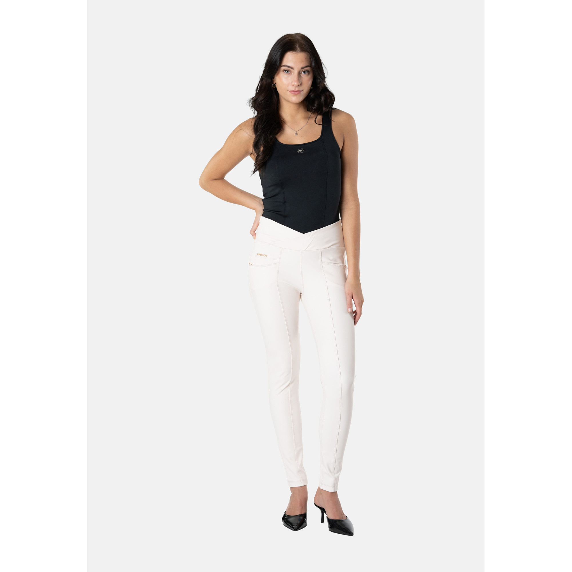 Freddy N.O.W.® Yoga Vegan Leather Damen Comfort Lederhose - High High Waist Super Skinny - Weißgrau - Z102 Freddy N.O.W.® Yoga Vegan Leather Damen Comfort Lederhose - High High Waist Super Skinny - Weißgrau - Z102