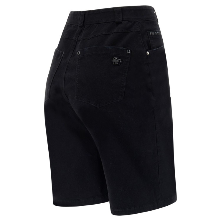 Freddy Damen Fit Jeans - Regular Waist Bermuda Shorts - Distressed Pocket - Schwarz - N0