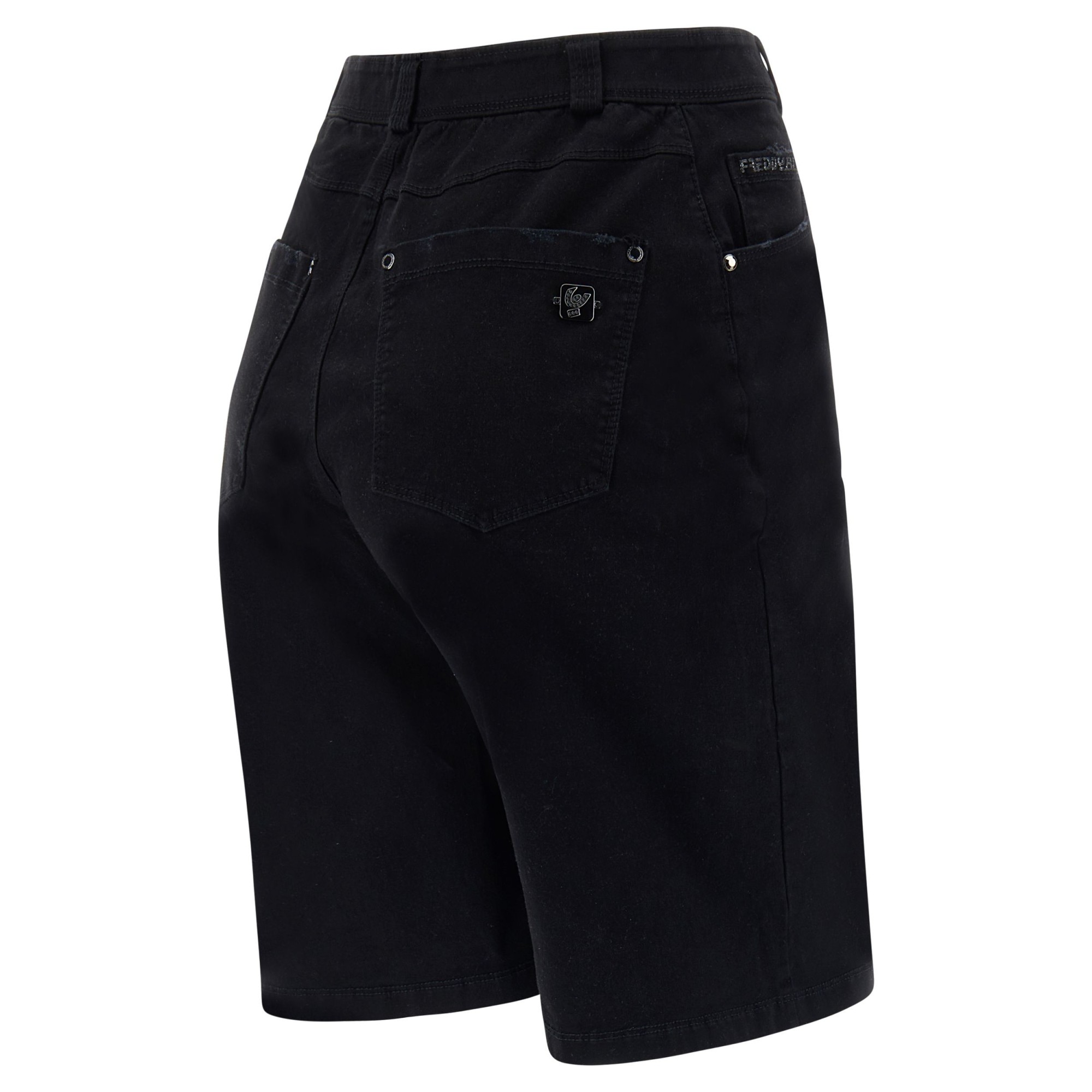 Freddy Damen Fit Jeans - Regular Waist Bermuda Shorts - Distressed Pocket - Schwarz - N0 Freddy Damen Fit Jeans - Regular Waist Bermuda Shorts - Distressed Pocket - Schwarz - N0