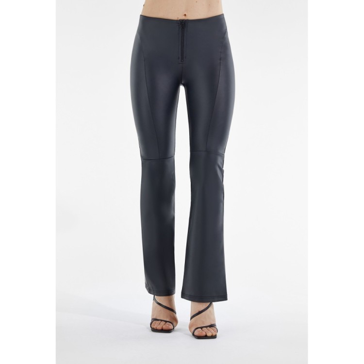 Freddy WR.UP® Vegan Leather Damen Push-Up Lederhose - High Waist Flare - V-Schnitt - Schwarz - N0