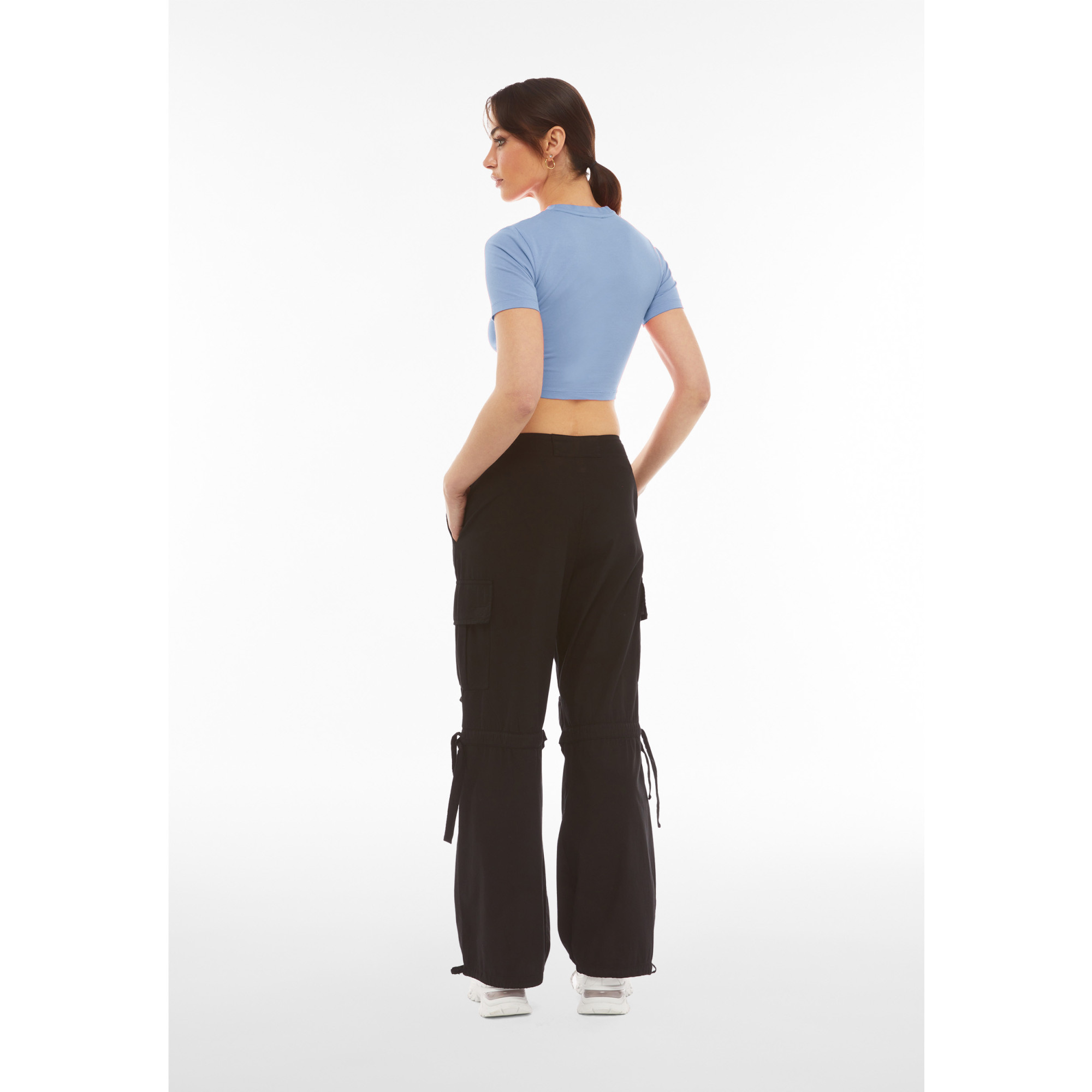 Freddy Slim-Fit Damen Crop Top - Garment-Dyed - Babyblau Freddy Slim-Fit Damen Crop Top - Garment-Dyed - Babyblau