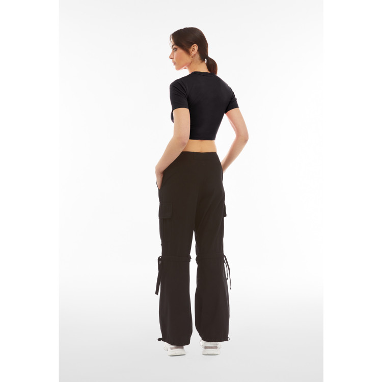 Freddy Slim-Fit Damen Crop Top - Garment-Dyed - Schwarz