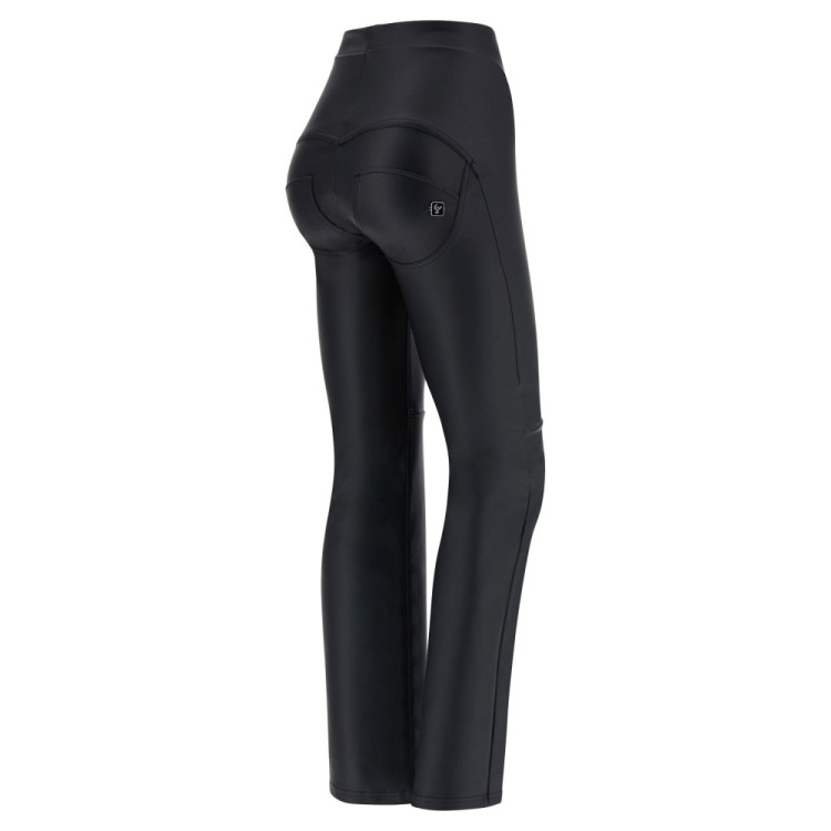 Freddy WR.UP® Vegan Leather Damen Push-Up Lederhose - High Waist Flare - V-Schnitt - Schwarz - N0