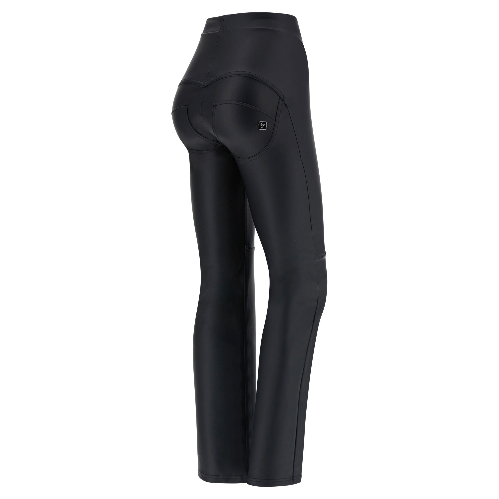 Freddy WR.UP® Vegan Leather Damen Push-Up Lederhose - High Waist Flare - V-Schnitt - Schwarz - N0 Freddy WR.UP® Vegan Leather Damen Push-Up Lederhose - High Waist Flare - V-Schnitt - Schwarz - N0