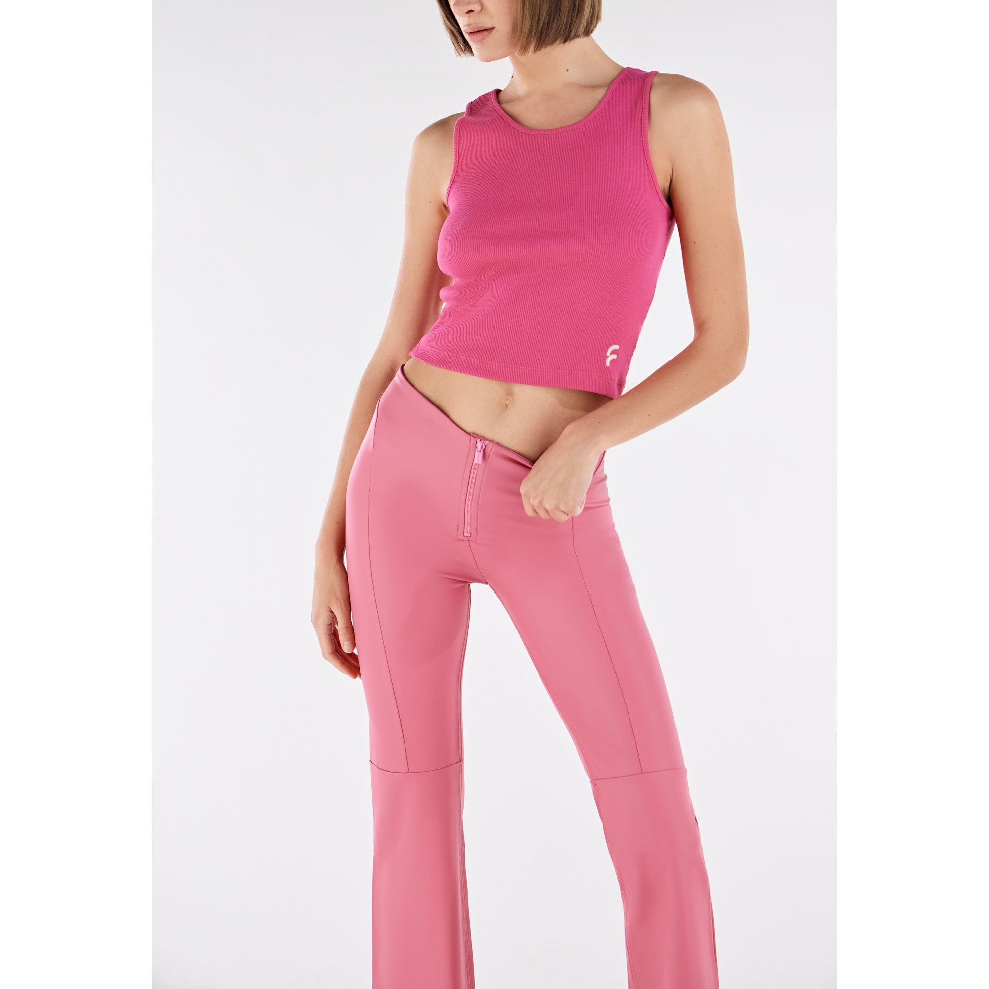 Freddy WR.UP® Vegan Leather Damen Push-Up Lederhose - High Waist Flare - V-Schnitt - Pink - P123 Freddy WR.UP® Vegan Leather Damen Push-Up Lederhose - High Waist Flare - V-Schnitt - Pink - P123