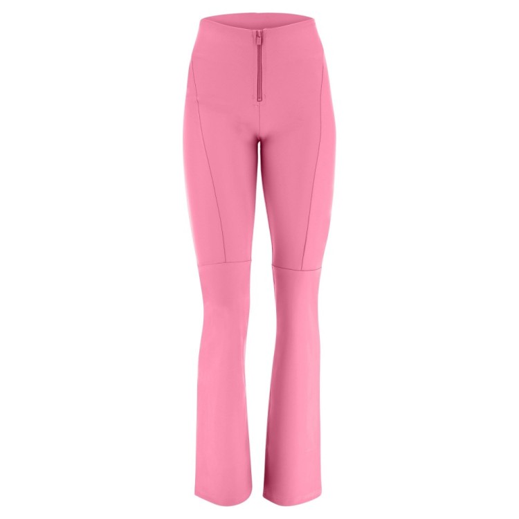 Freddy WR.UP® Vegan Leather Damen Push-Up Lederhose - High Waist Flare - V-Schnitt - Pink - P123