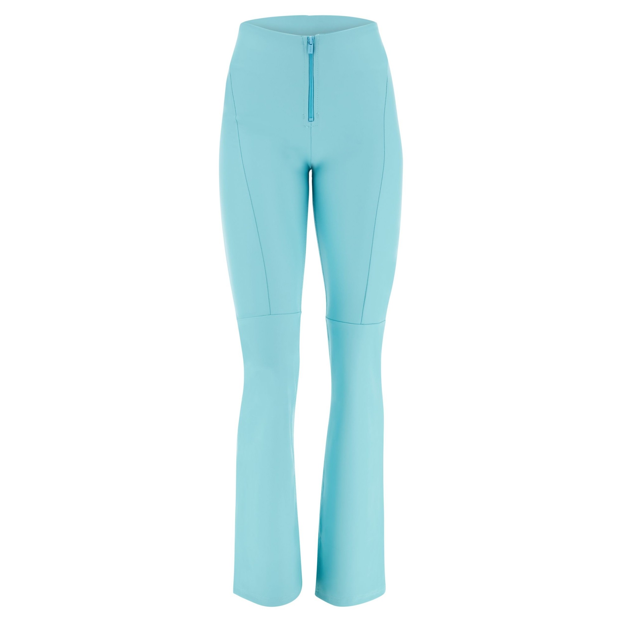 Freddy WR.UP® Vegan Leather Damen Push-Up Lederhose - High Waist Flare - V-Schnitt - Türkis - T410 Freddy WR.UP® Vegan Leather Damen Push-Up Lederhose - High Waist Flare - V-Schnitt - Türkis - T410