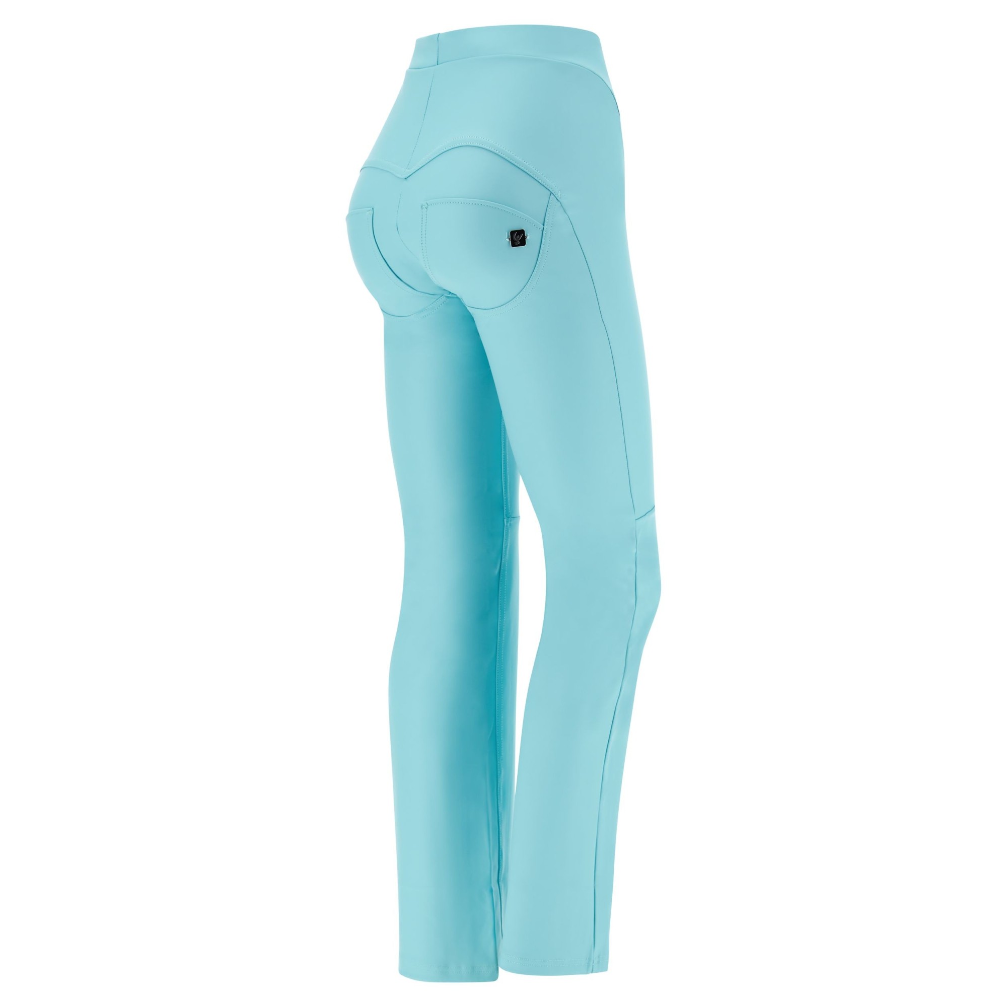 Freddy WR.UP® Vegan Leather Damen Push-Up Lederhose - High Waist Flare - V-Schnitt - Türkis - T410 Freddy WR.UP® Vegan Leather Damen Push-Up Lederhose - High Waist Flare - V-Schnitt - Türkis - T410