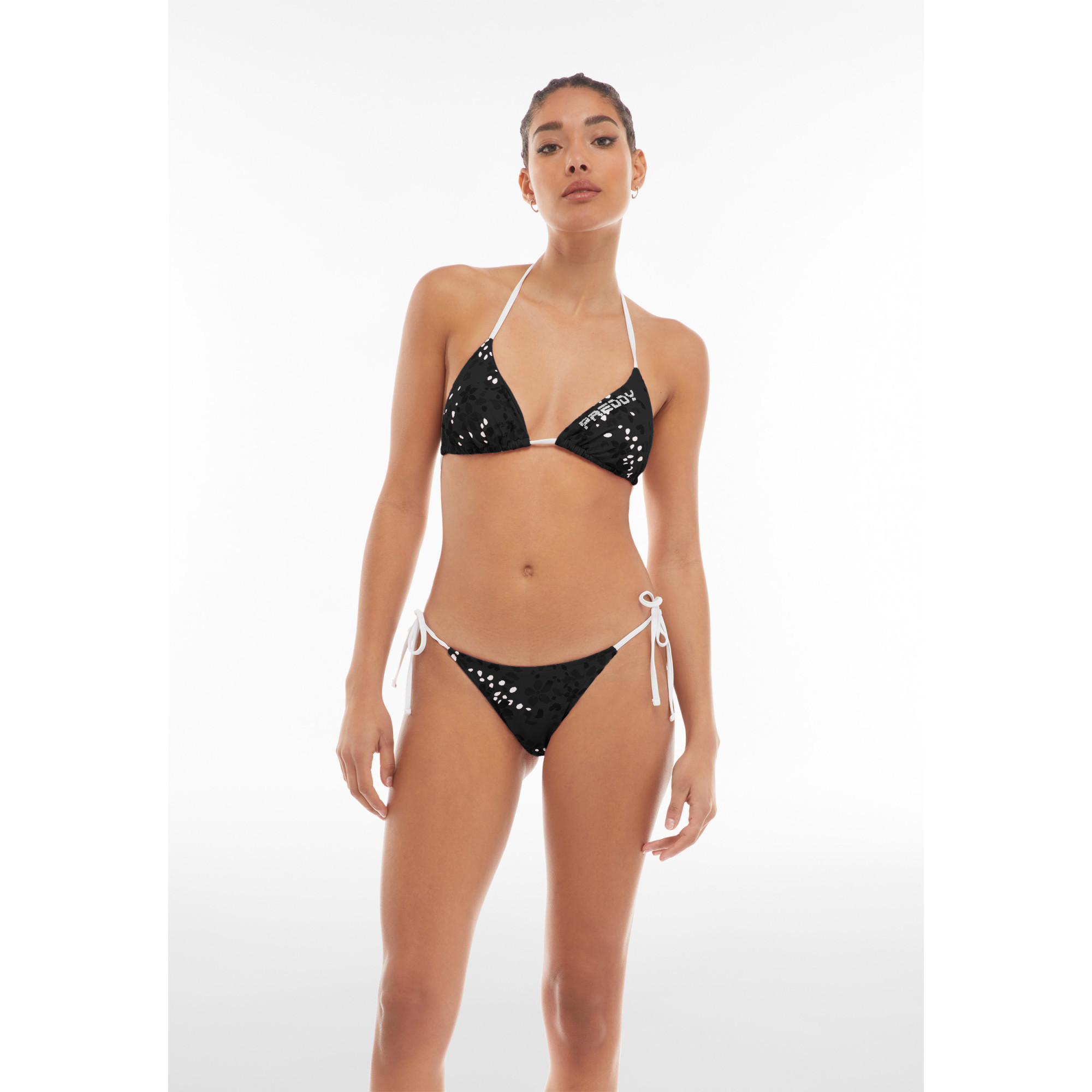 Freddy String-Bikinihose mit Blumenmuster - BLACK Freddy String-Bikinihose mit Blumenmuster - BLACK